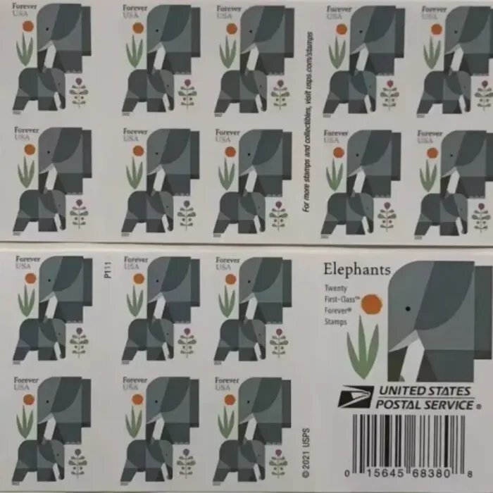 Elephant Forever Stamps 5 Books of 20pcs,total 100pcs