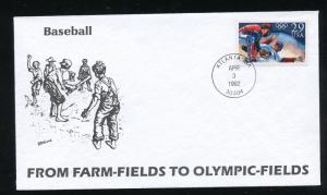 US 2619 Baseball Players 1992 Olympics unknown cachet FDC UA