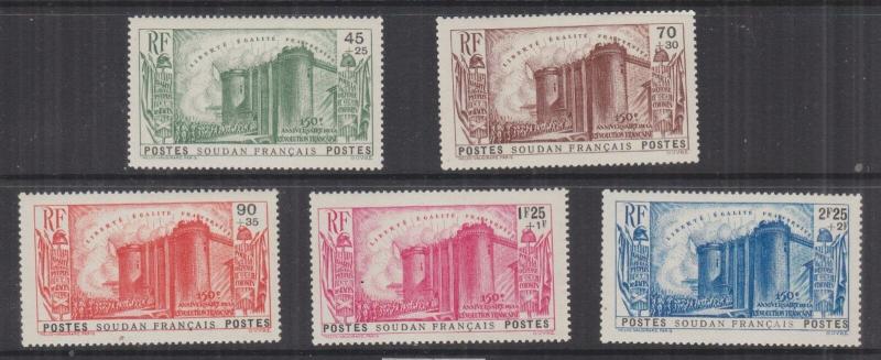 FRENCH SUDAN, 1939 French Revolution set of 5, very lightly hinged mint.