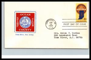 #1308 Indiana Statehood - OCEAN COUNTY STAMP CLUB Cachet