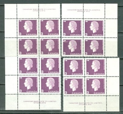 CANADA 1963 CAMEO #403 ...PL 2 SET CORNERS BLKS MNH...$5.00