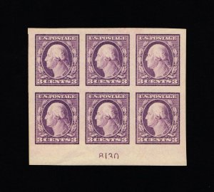 GENUINE SCOTT #483 XF MINT OG NH PLATE #8130 BLOCK OF 6 TYPE-I 1917 IMPERF UNWMK