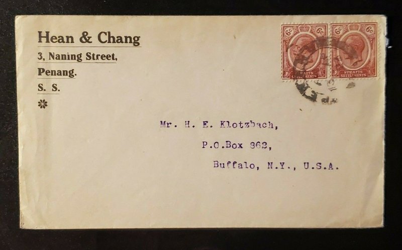 1923 Penang Singapore Straights Buffalo New York Hean & Chang Advertising Cover