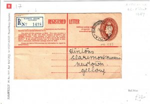 AUSTRALIA Cover Victoria *BARWON HEADS* Registered Stationery HG.C35 1947 SB17