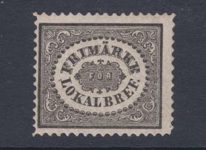 Sweden Sc LX1a MLH. 1871 reprint of 1856 3o gray black Local on thin paper, Cert