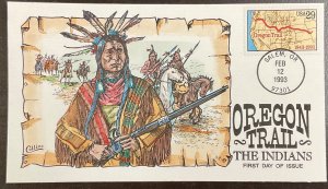 2747 Collins Hand Painted cachet Oregon Trail - The Indians 1993