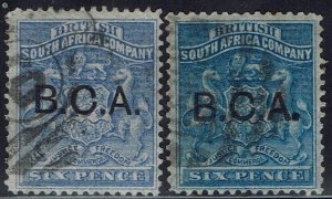 BRITISH CENTRAL AFRICA 1891 ARMS 6D BOTH SHADES USED