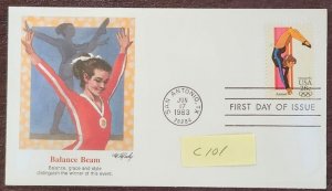 US Scott C101-C104; four 28c Olympics FDC, entire env. from 1983; XF condition