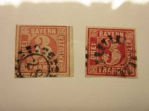 German States BAVARIA Scott 10, 10a USED Lot11 Cat $10