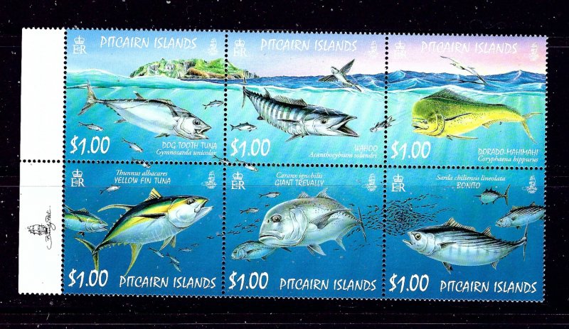 Pitcairn Is 664 MNH 2007 Fish Block of 6