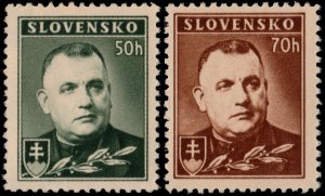 ✔️ SLOVAKIA 1939 - JOSEPH TISO WM 263 PERF 12½ - SC.43/43A MNH