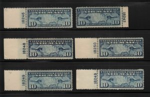 1926 Sc C7 AIRMAIL 10c MLH full OG plate number lot of 6 Hebert CV $52