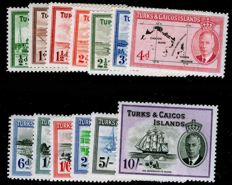 TURKS & CAICOS ISLANDS SG221-233, COMPLETE SET, NH MINT. Cat £85.