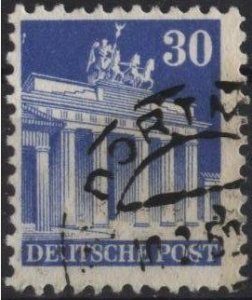 Germany 649 (used) 30pf Brandenburg Gate, blue (1948)