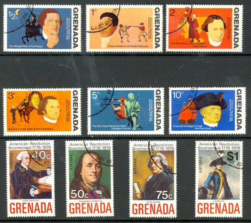 GRENADA 1975 AMERICAN BICENTENNIAL Set Sc 628-633, C29-C32 CTO Used