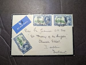 1935 British N Rhodesia Airmail Mourning Cover Mpika to Dublin Ireland