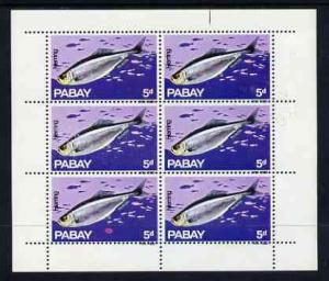 Pabay 1969 Fish 5d (Herring) complete perf sheetlet of 6 ...