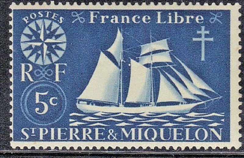 ST PIERRE & MIQUELON  SCOTT# 300  MNH 5c 1942   SEE SCAN