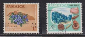 JAMAICA Scott # 217, 220 Used - Flowers & Sea Shells