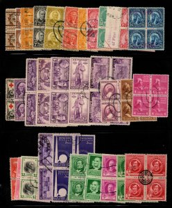 United States #503/#R229 used blocks of four. Three double sided stock sheets