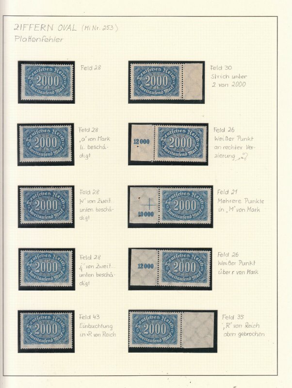 Germany - 1923 Oval 2000M specialized collection of varieties Mi# 253 - MNH