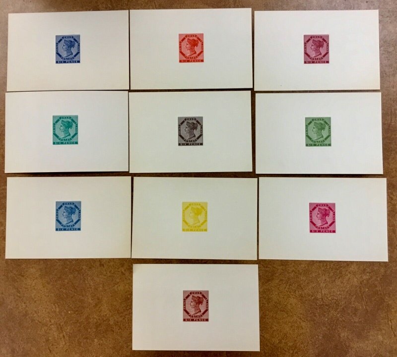 PRINCE EDWARD ISLAND Canada Reprint Die Proofs, 6p, 10 colors, wlCOA letter