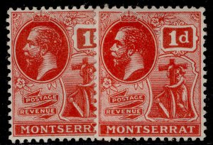 MONTSERRAT GV SG50 + 50a, 1d SHADE VARIETIES, M MINT. Cat £43.