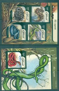 Djibouti - 2016 Snakes. Set of 2 Souvenir Sheets. MNH.