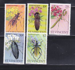 St Vincent 593-597 Set MNH Insects (B)