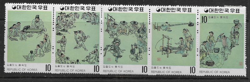 KOREA 794a   MINT HINGED, REMNANTS,   STRIP OF 5, KIM HONG DO