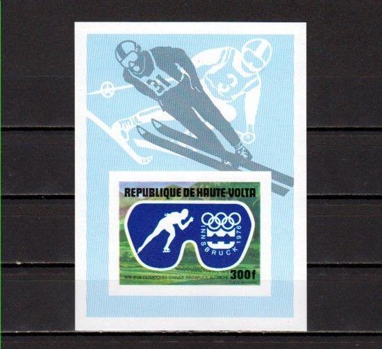 Burkina Faso, Scott cat. C277. Innsbruck Winter Olympics, IMPERF s/sheet.