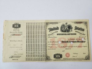 US 1877 $25 Internal Revenue Special Tax Liquor Dealer Stamp Sheet