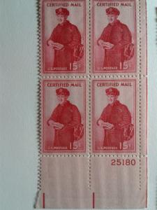 SCOTT # FA1 PLATE BLOCK # 25180 CERTIFIED MAIL GEM !! GREAT FIND !!