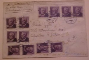 CZECHOSLOVAKIA  VOUANY 30 STAMPS 15 DEC 1950 TO USA