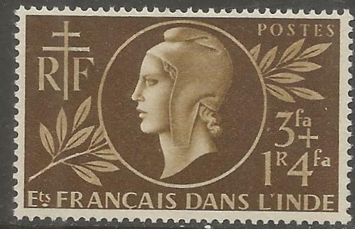 FRENCH INDIA  B14  MINT HINGED,  RED CROSS ISSUE