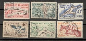 FRANCE - 6 USED STAMPS - SPORT -  Mi.No. 978/83 - 1953.