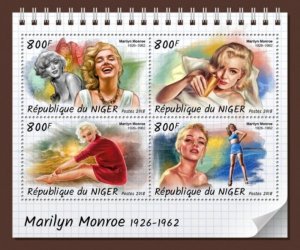 Niger - 2018 Actress Marilyn Monroe - 4 Stamp Sheet - NIG18302a