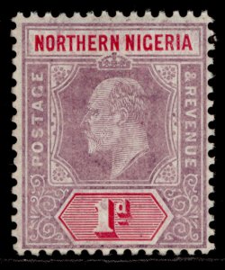 NORTHERN NIGERIA EDVII SG21a, 1d dull purple & carmine, LH MINT. CHALKY