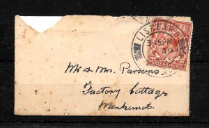 GB 1935 IRREGULAR SIZE MINIATURE ENVELOPE 82mm x 47mm. To Menheniot LISKEARD