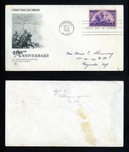 # 898 First Day Cover addressed with Artcraft cachet dated 9-7-1940