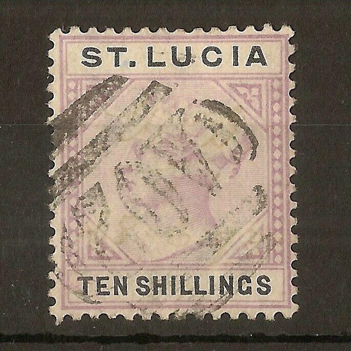 St Lucia 1891 QV 10/- SG52 Fine Used Cat£160