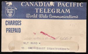 Canada-cover  #11204 - Canadian Pacific Telegraph envelope with accompanying