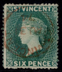 ST. VINCENT QV SG19, 6d dull blue-green, VERY FINE USED. Cat £55. CDS