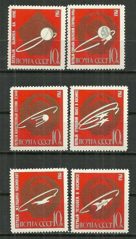 1963 Russia 2830-5 Space Acheivement C/S of 6 MNH