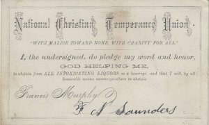 1870s to 80s - National Temperance Union Abstinence Pledge Card  - Ephemera 1327