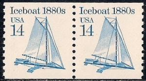 #2134 14 cents Ice Boat Coil Pair mint OG NH XF