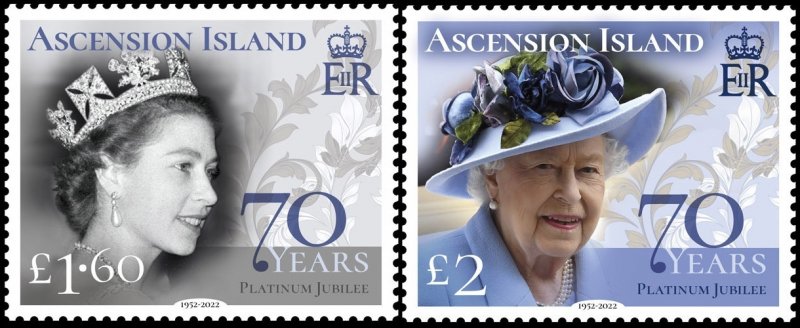 ASCENSION ISLAND 2022 QUEEN ELIZABETH II PLATINUM JUBILEE ROYALTY 70 YEARS