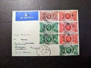 1935 England Airmail First Day Cover FDC Nottingham to Rongai Kenya