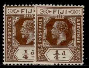 FIJI GV SG125 + 125a, ¼d SHADE VARIETIES, M MINT.