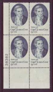 1978 Captain James Cook Plate Block Of 4 13c Postage Stamps, Sc# 1732, MNH, OG
